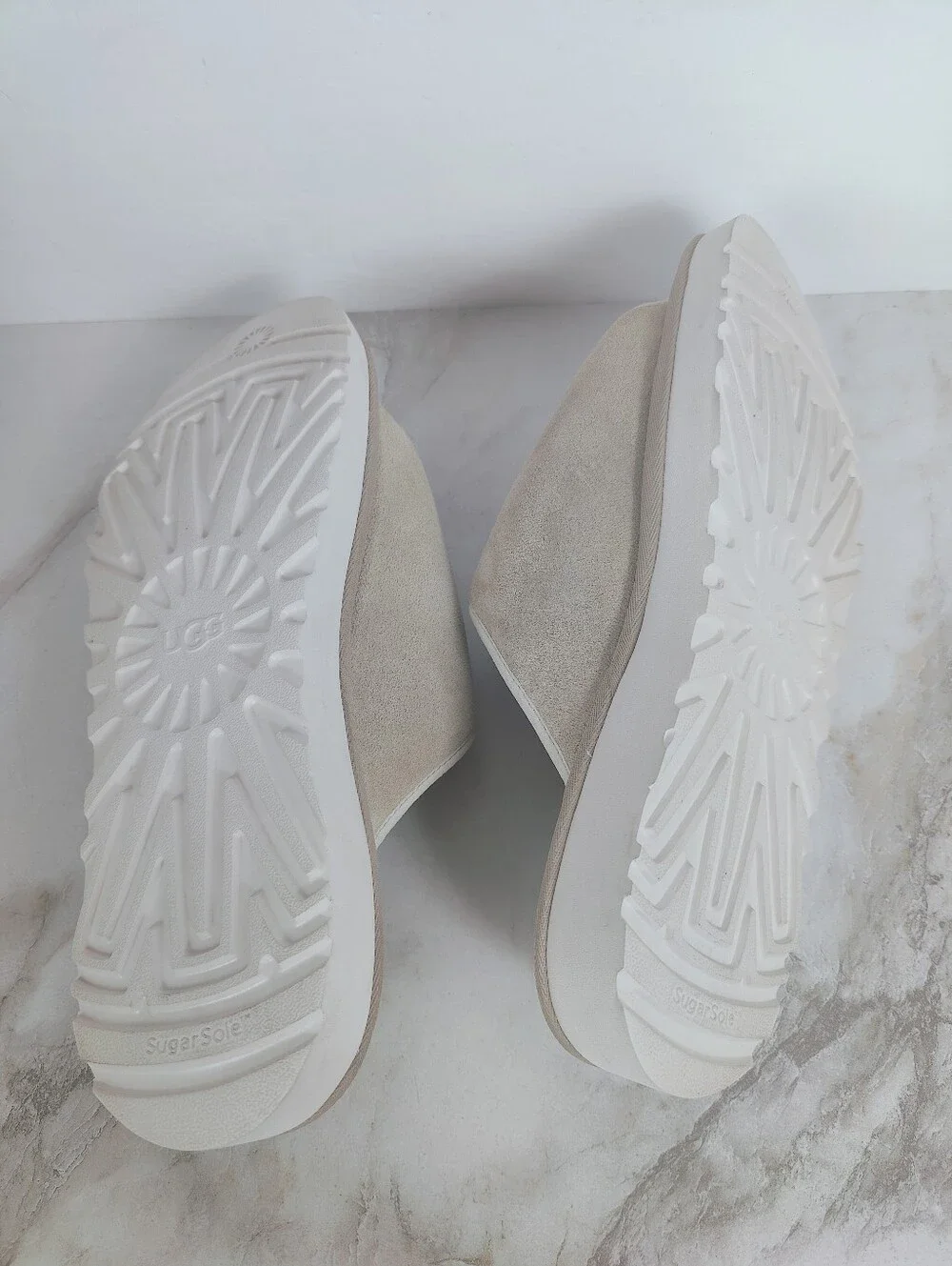 UGG Goldencoast Strap Slide Sand/Santorini Tan White Slip On Sandals Slides, 14